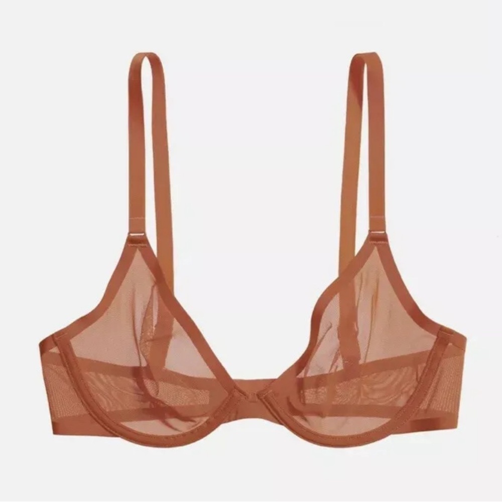 CUUP The Plunge Mesh Bra - 32G Clay Color